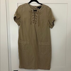 J. Crew Khaki Lace-Up Dress
